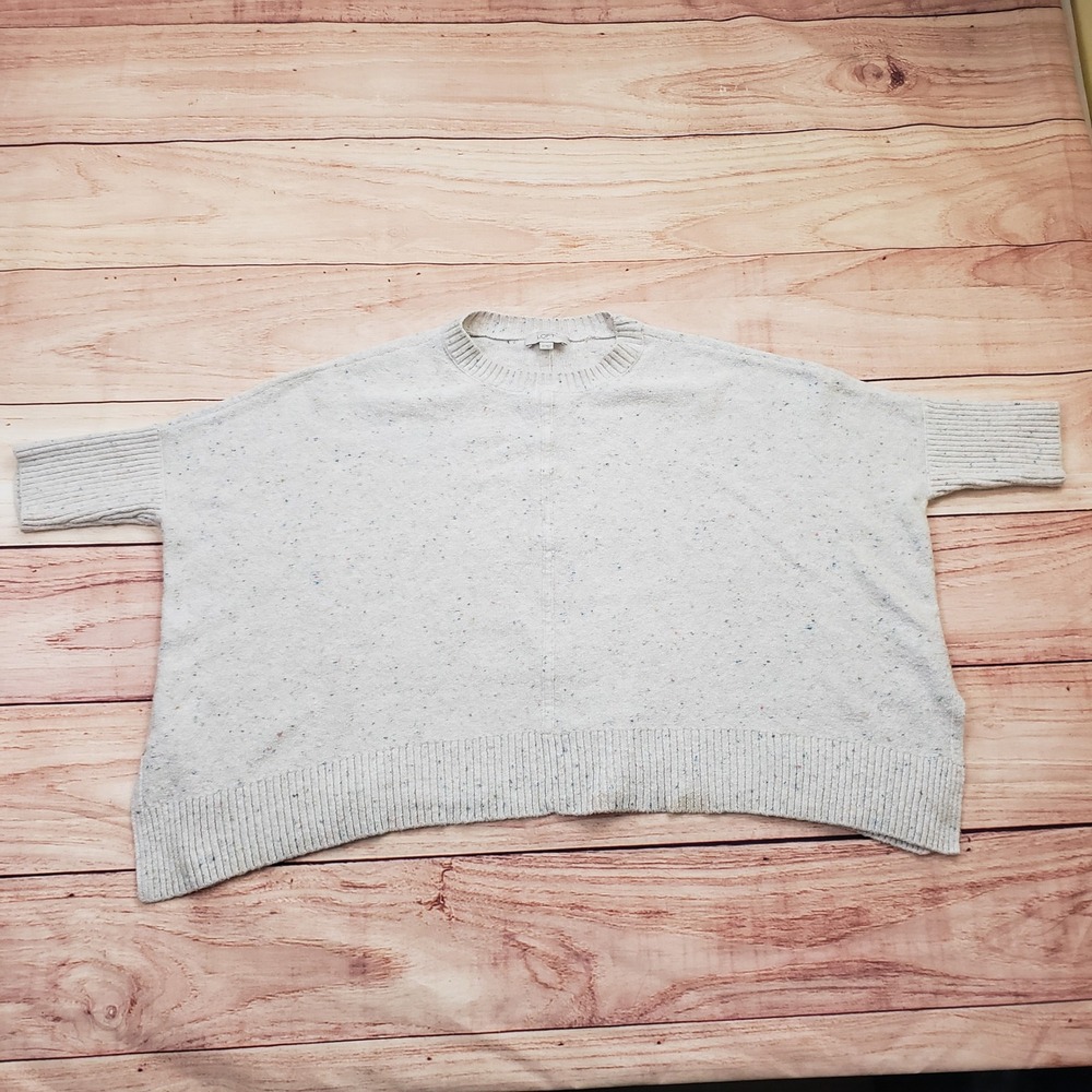 LOFT Outlet Sweater Womens‎ XS Gray Confetti Knit Crew Neck Ribbed Cuff Pullover